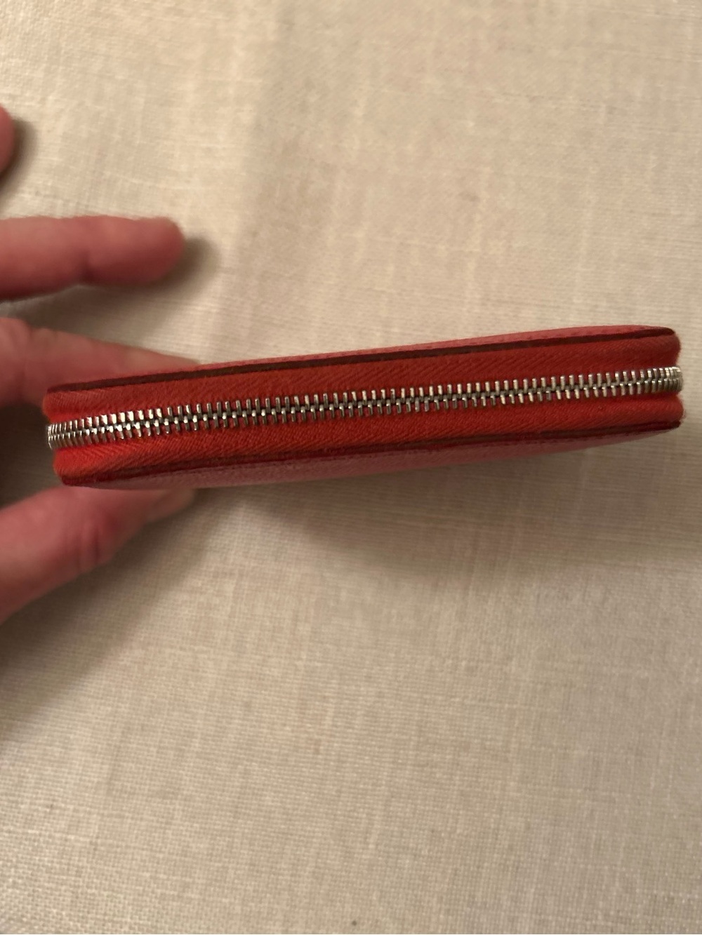 Hermes Little Red Wallet Colorful Print w/ Striped Leather Wallet - Picture 10 of 15